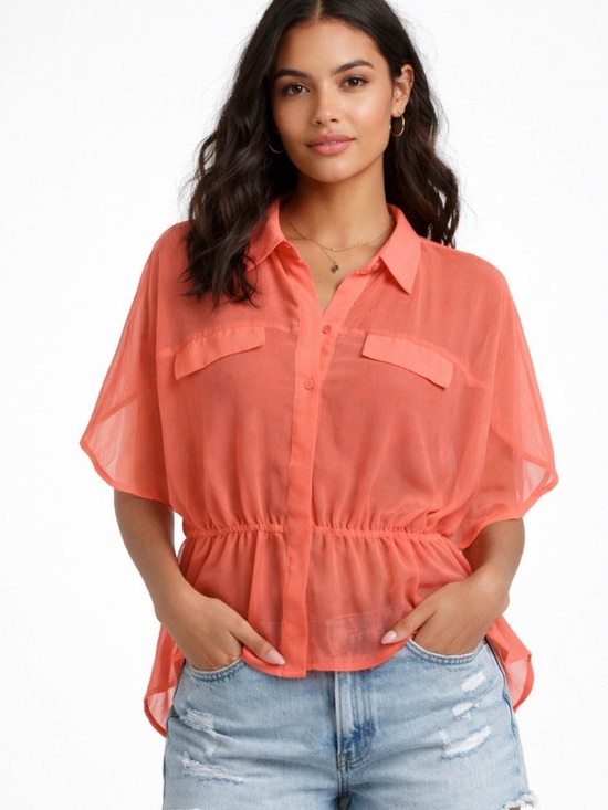 Bar III Tops - Bar III Coral Sheer Blouse